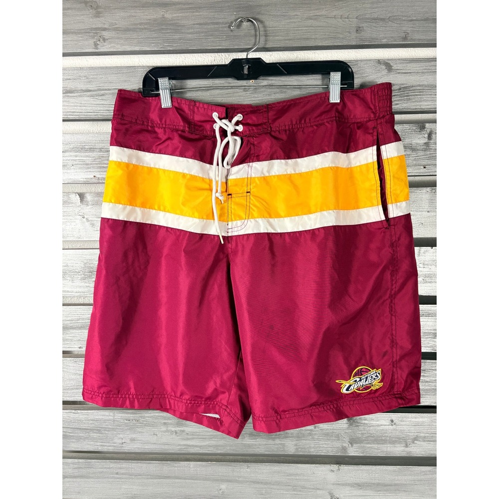 Cleveland Cavaliers Board Shorts Men XXL Wine Red Gold Swim Trunks Mesh Line NBA